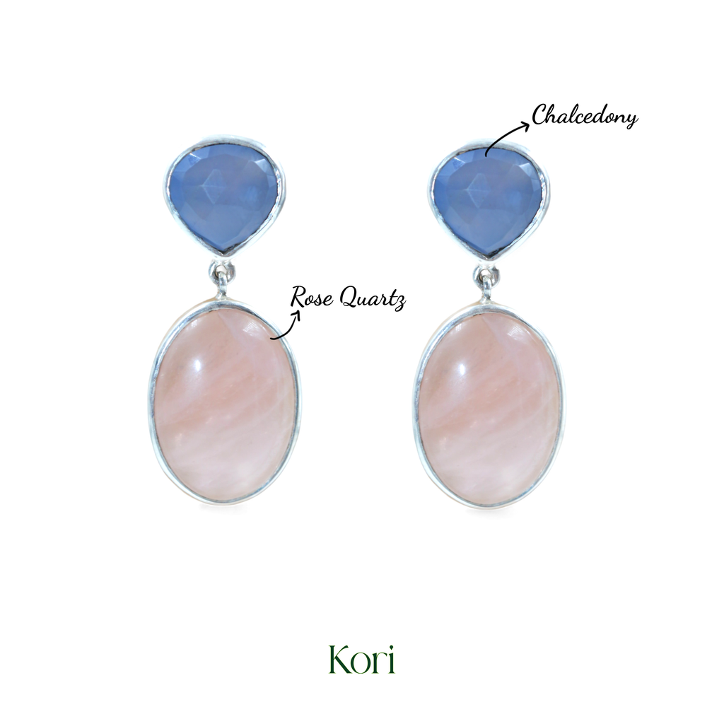 Dual Tone earrings in Rose Quartz