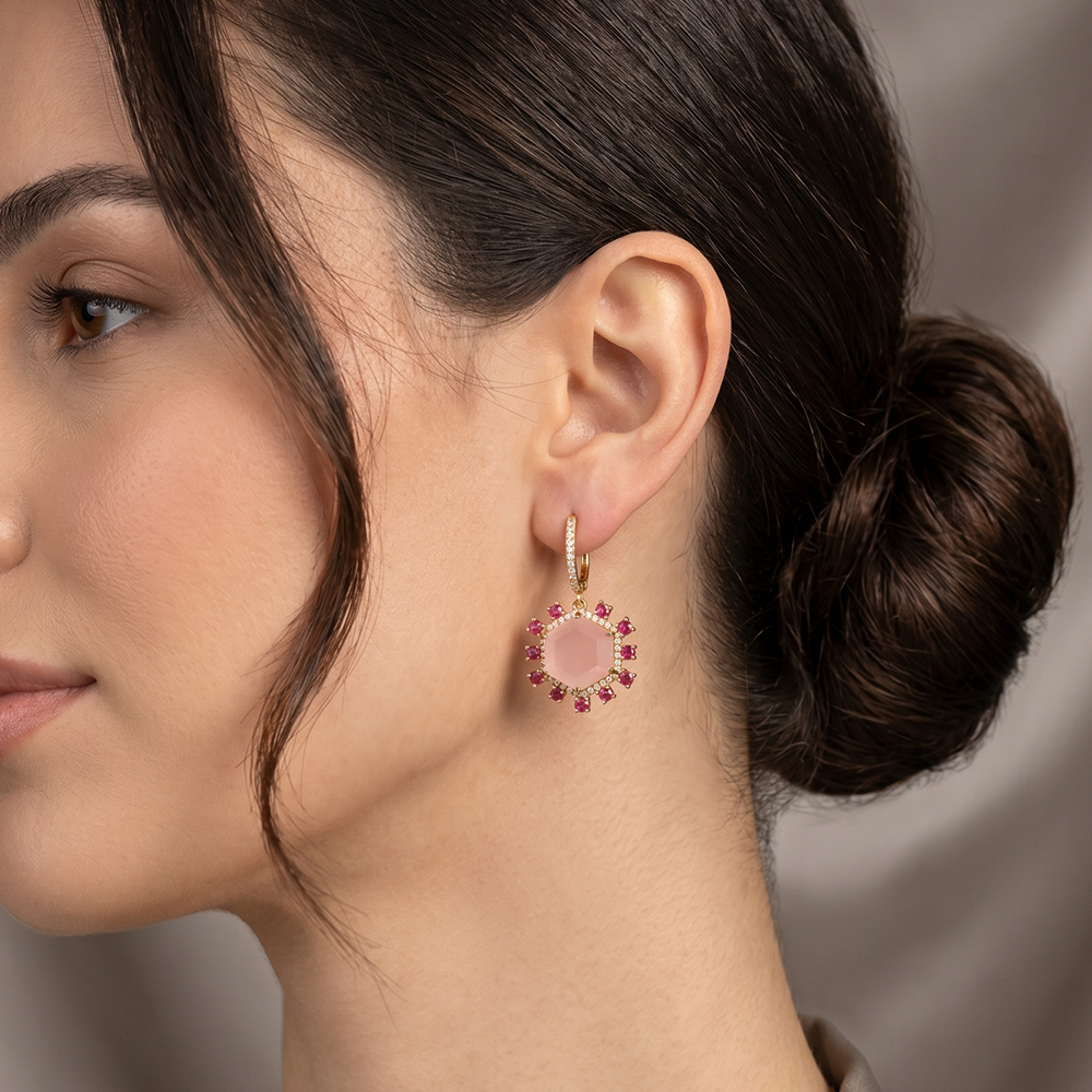 Hexa rose earrring