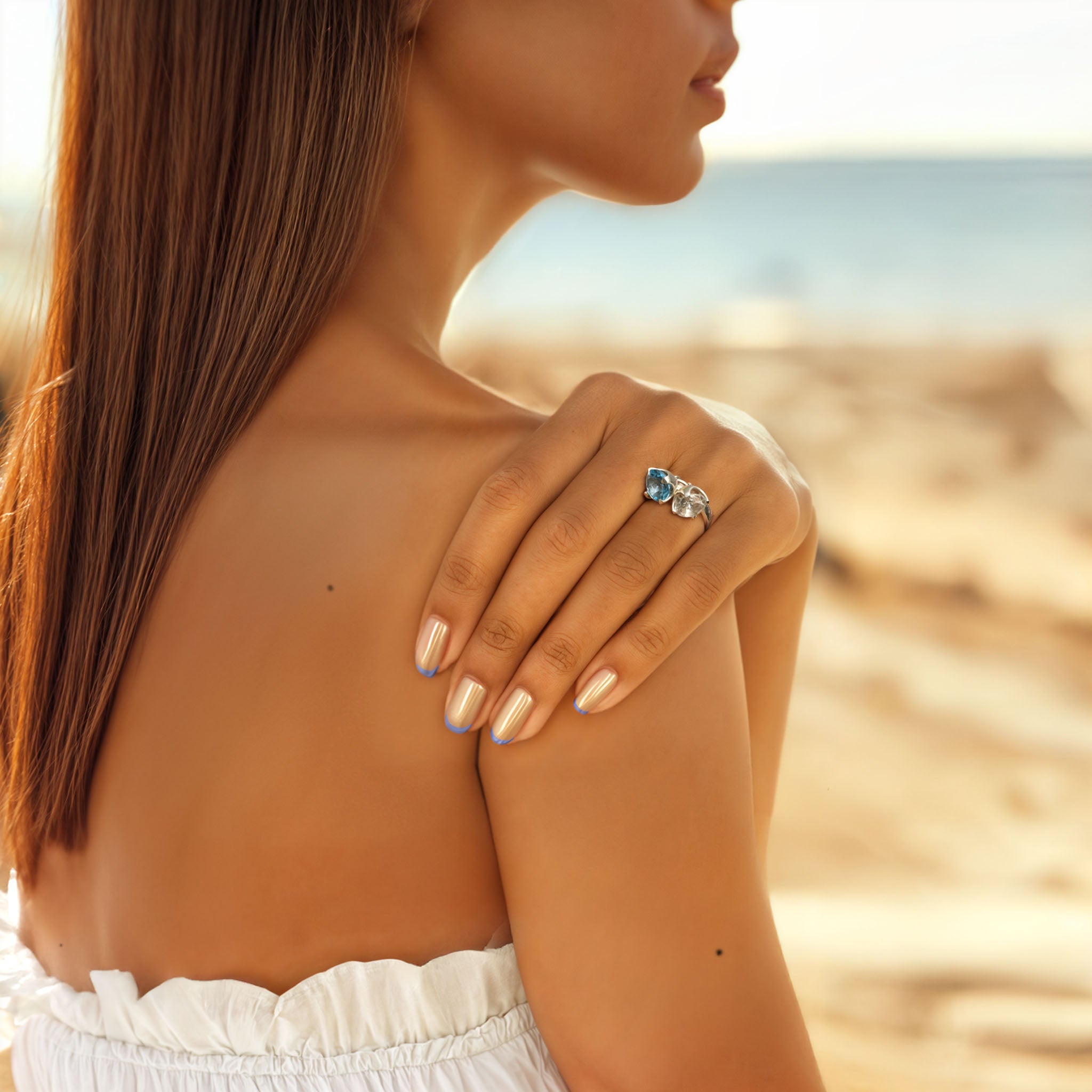 Jingle Bell Ring in Electric Blue Topaz