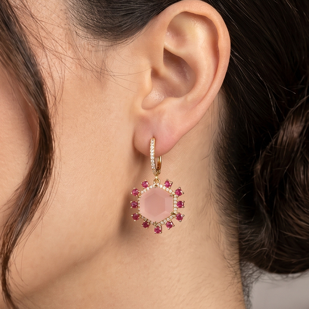Hexa rose earrring