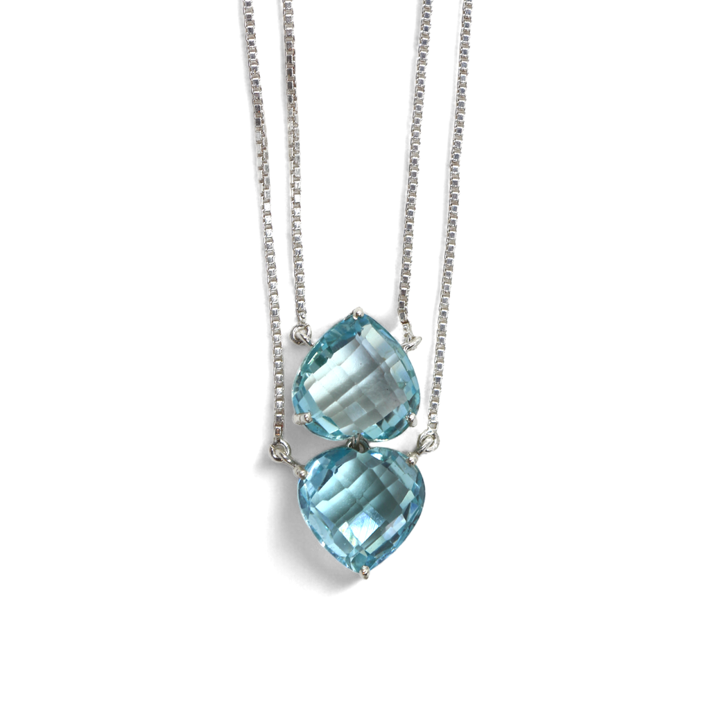 Blue Topaz Heart Stackable Pendant