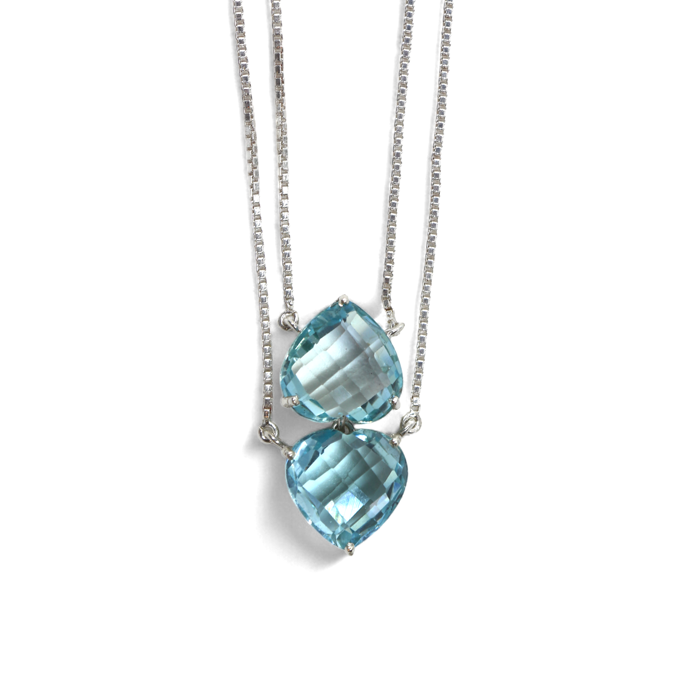 Blue Topaz Heart Stackable Pendant