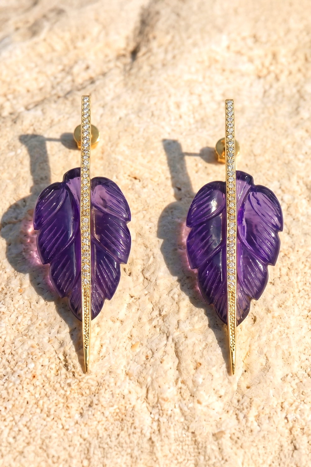 Leafy Affair Earrings | Carved Amethyst