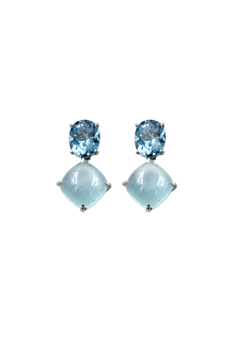Aqua Clawed Earrings | Aquamarine | Sky Blue Topaz