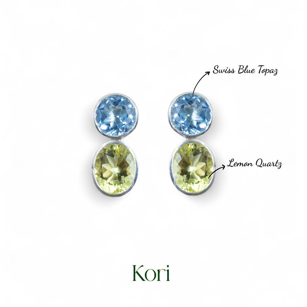 Aqua Zest earrings | Swiss Blue Topaz & Lemon Quartz