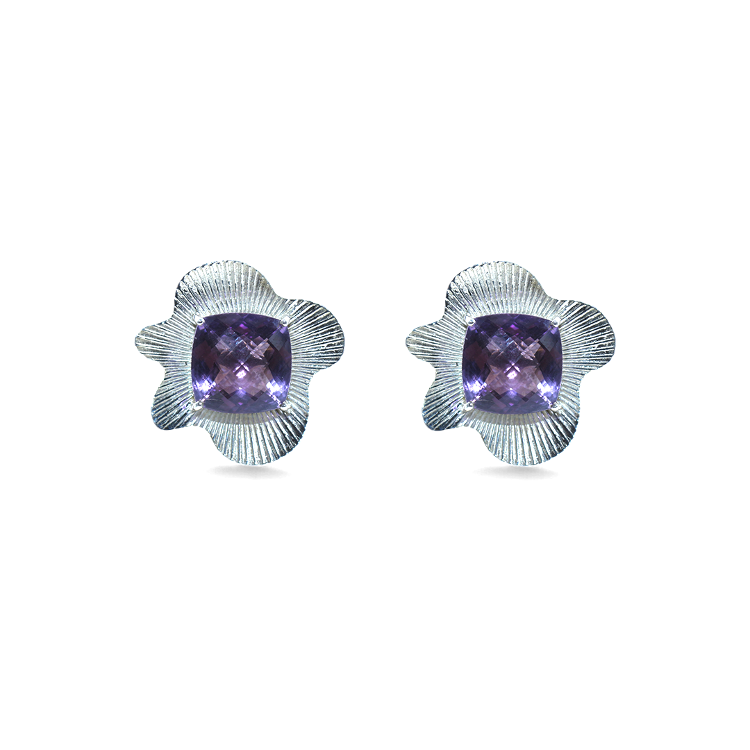 Amoeba Earrings in Amethyst