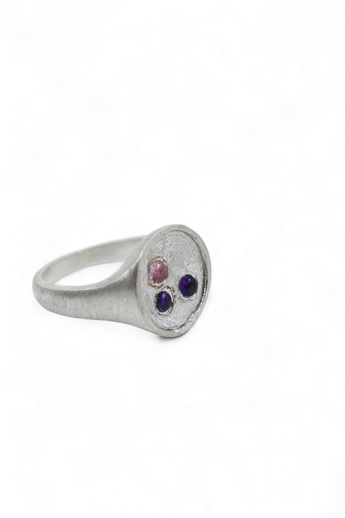 Amethyst, Tourmaline Signet Ring