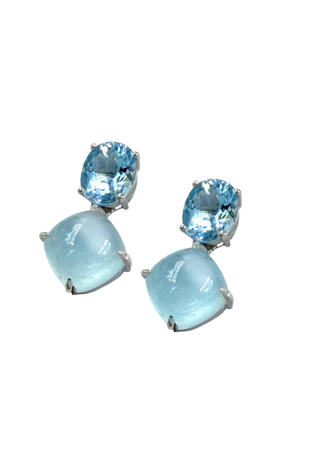Aqua Clawed Earrings | Aquamarine | Sky Blue Topaz