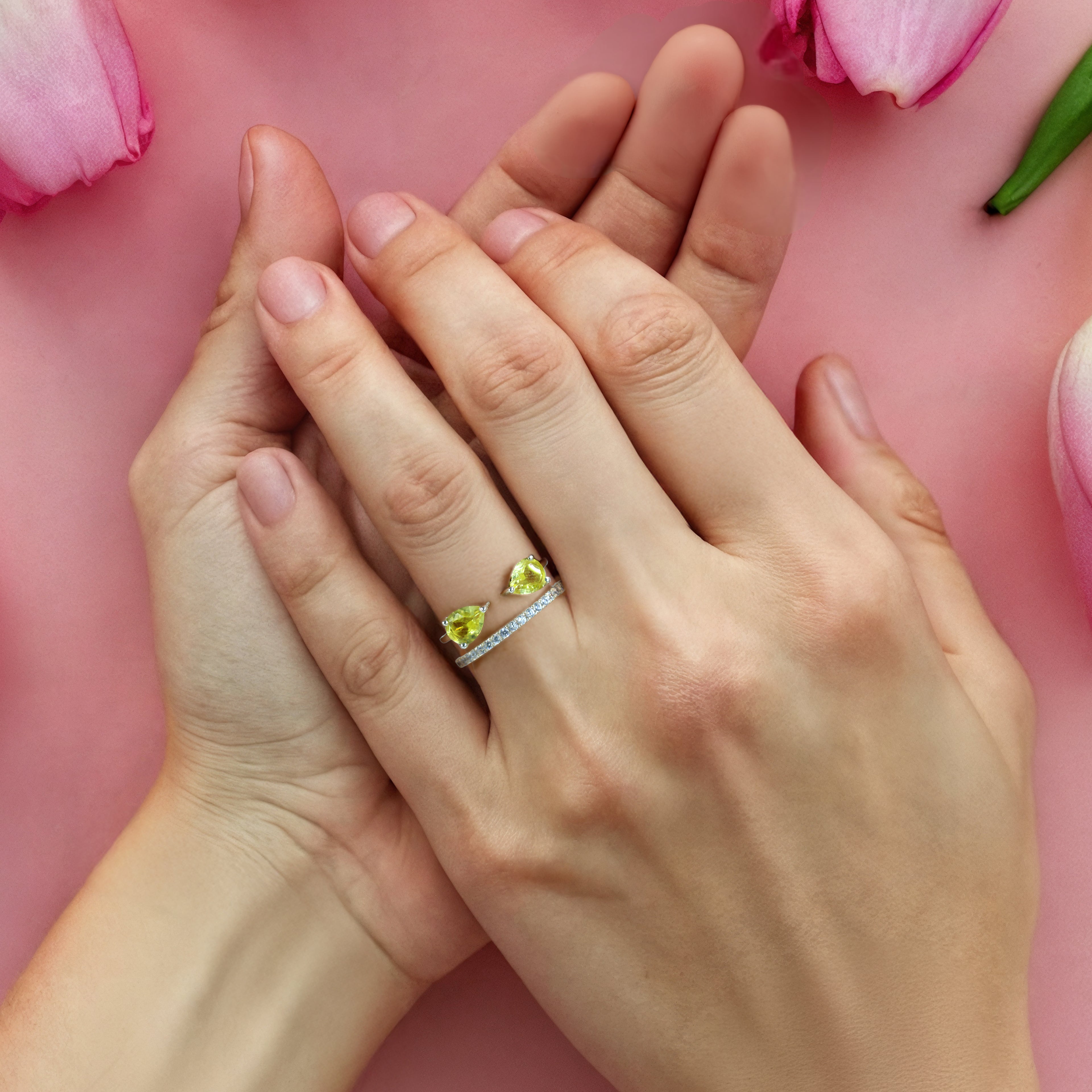 Double Pear Ring | Lemon Topaz