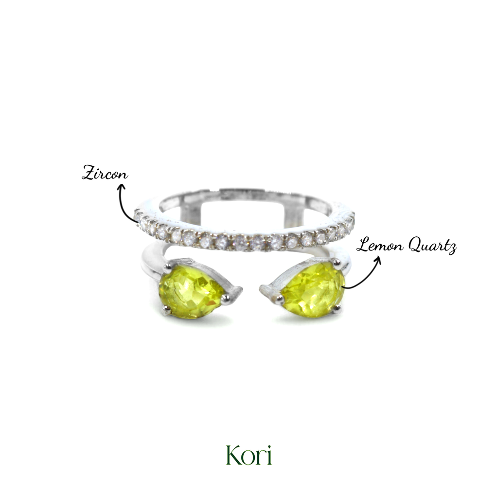 Double Pear Ring | Lemon Topaz
