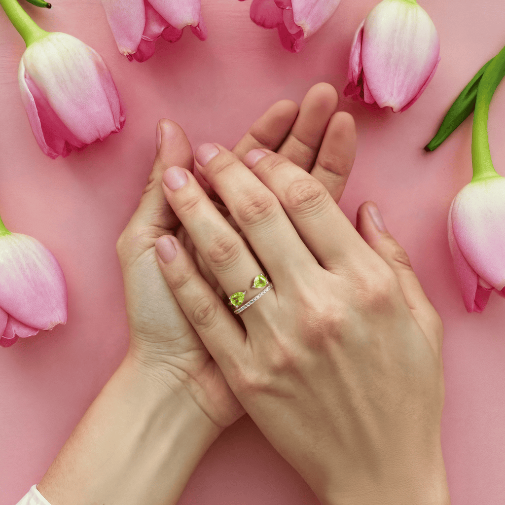 Double Band Ring in Lemon Quartz