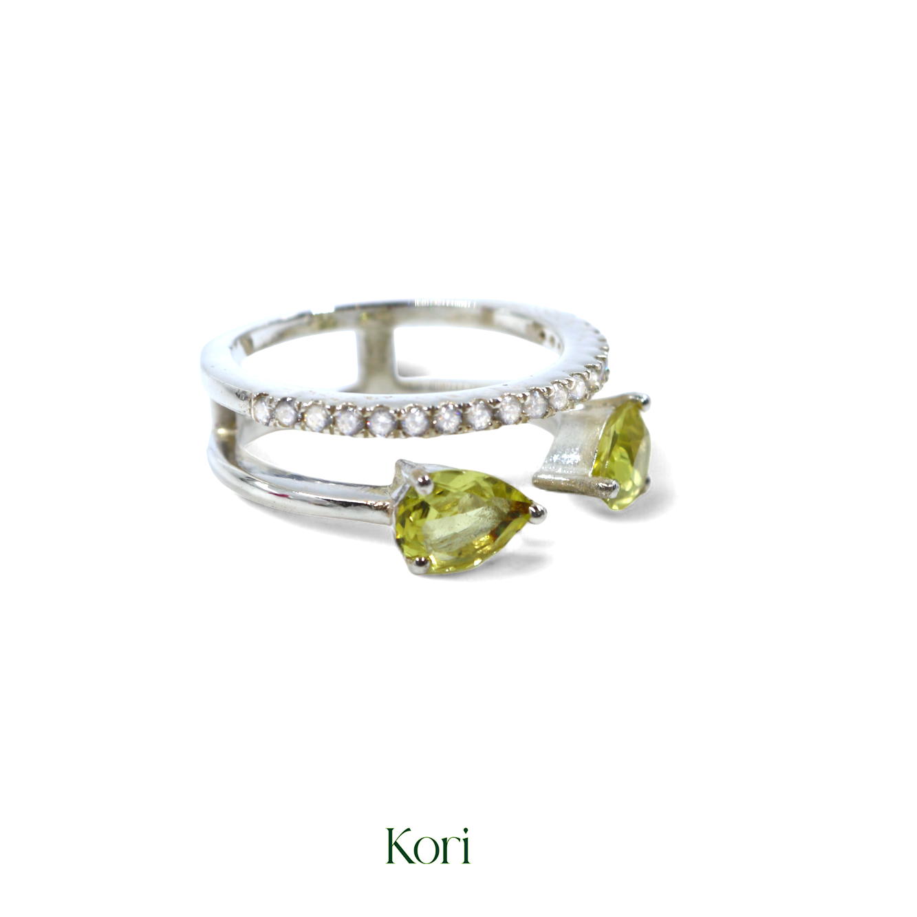 Double Band Ring in Lemon Quartz
