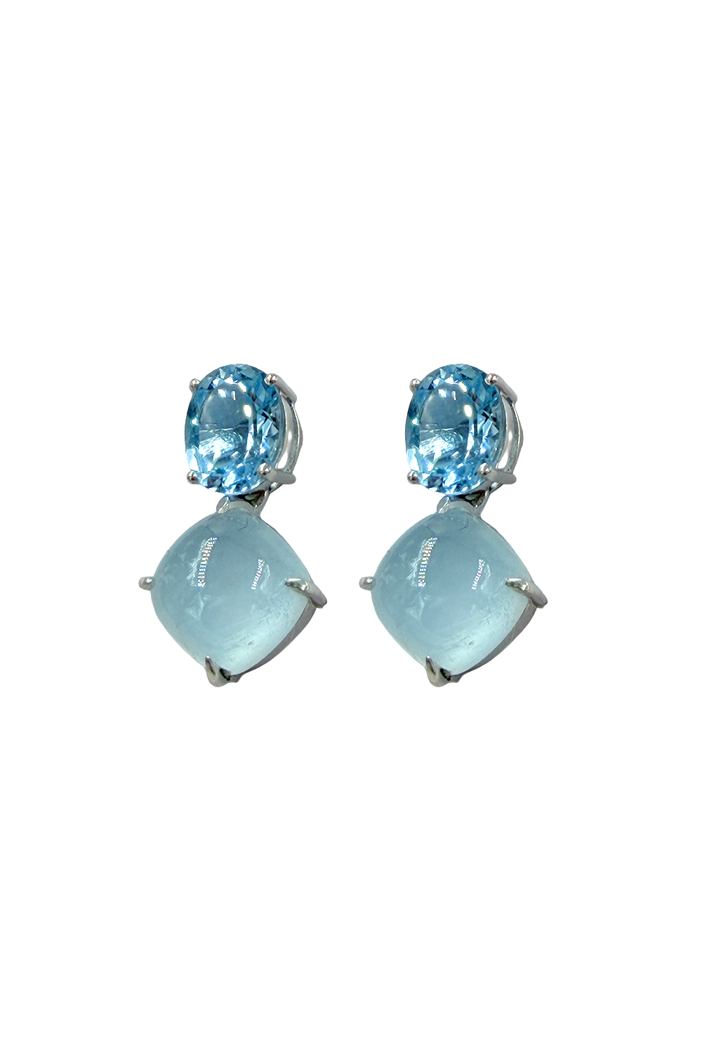 Aqua Clawed Earrings | Aquamarine | Sky Blue Topaz