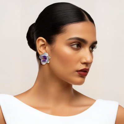 Amoeba Earrings in Amethyst