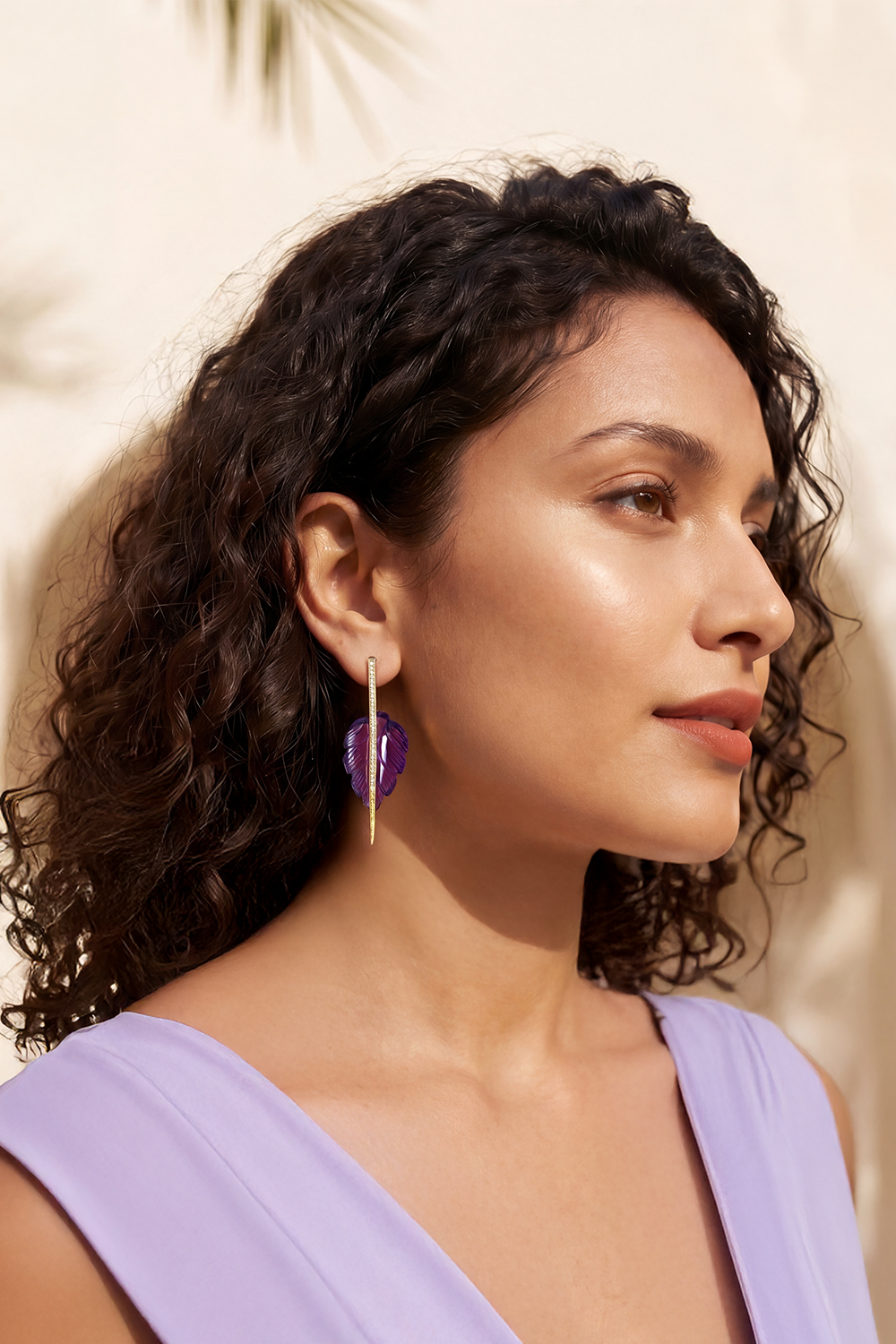 Leafy Affair Earrings | Carved Amethyst