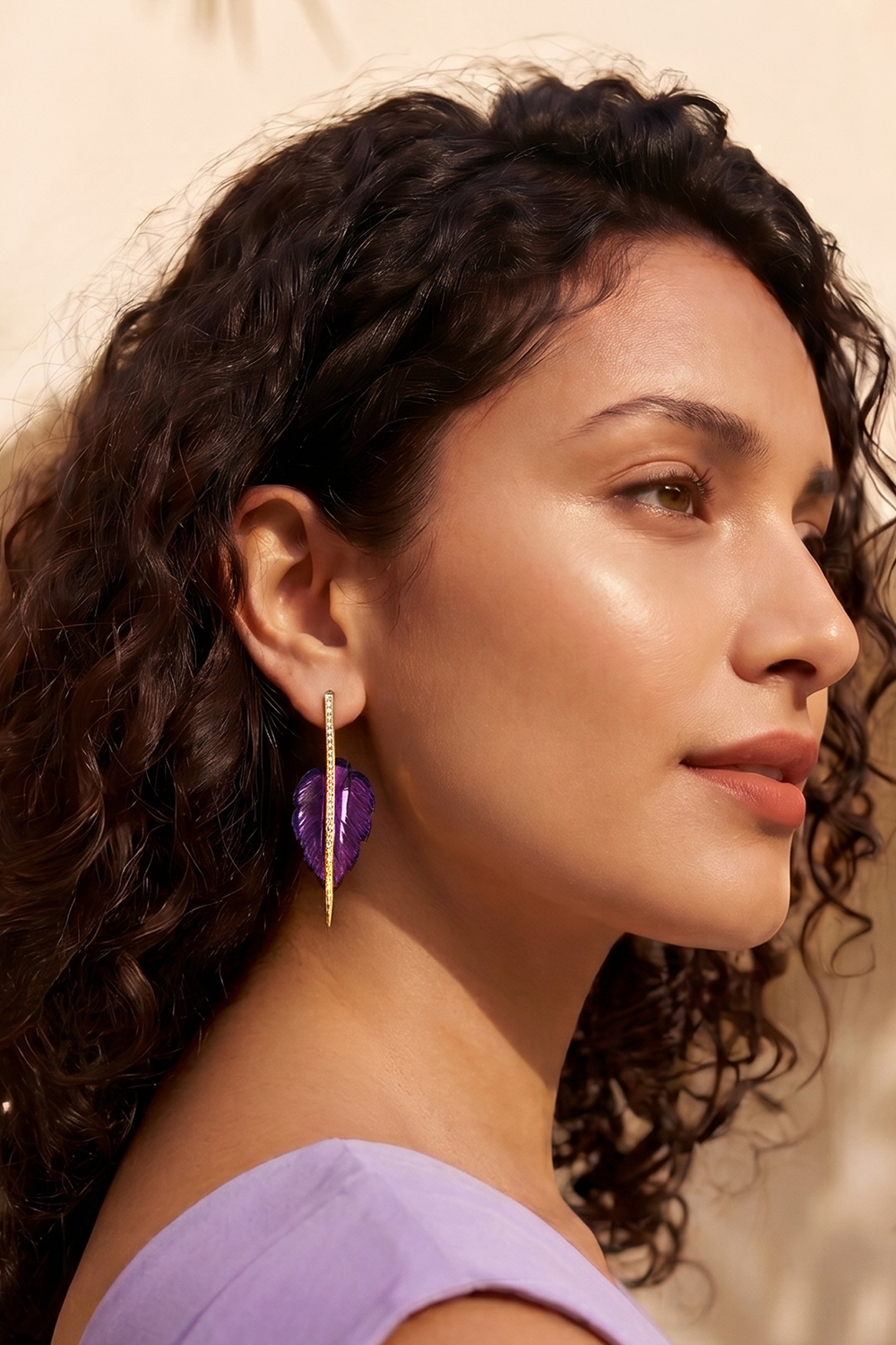 Leafy Affair Earrings | Carved Amethyst