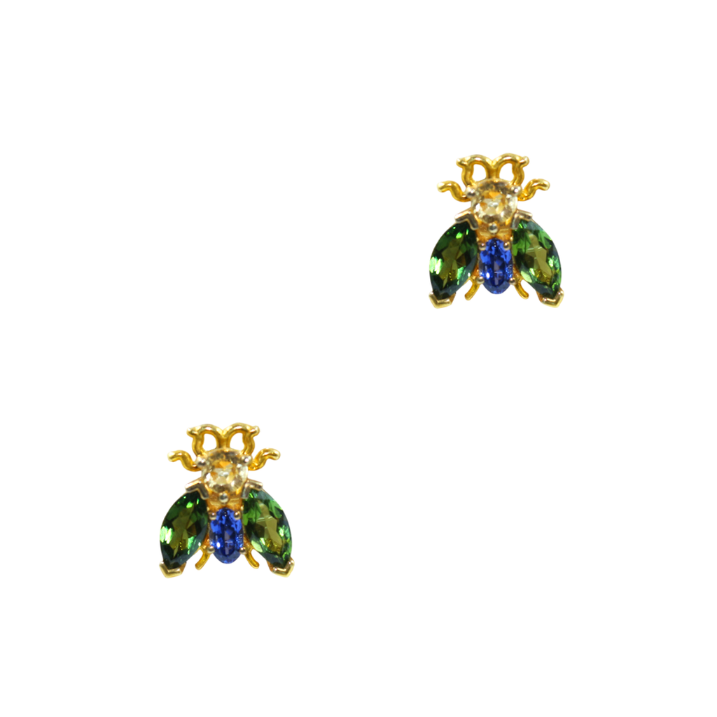Citrine Sapphire Tourmaline bug earring