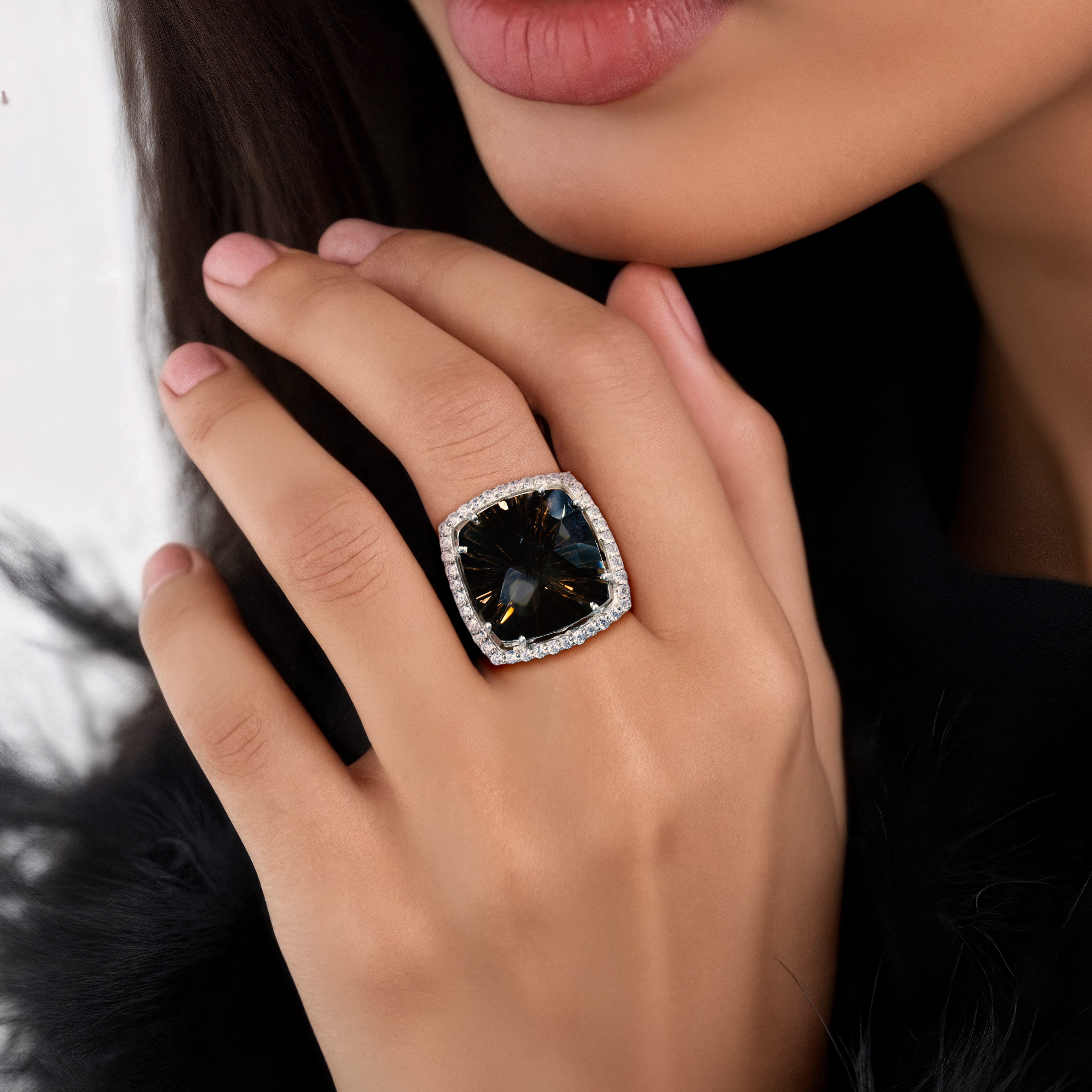 Smoky Fire Statement Ring