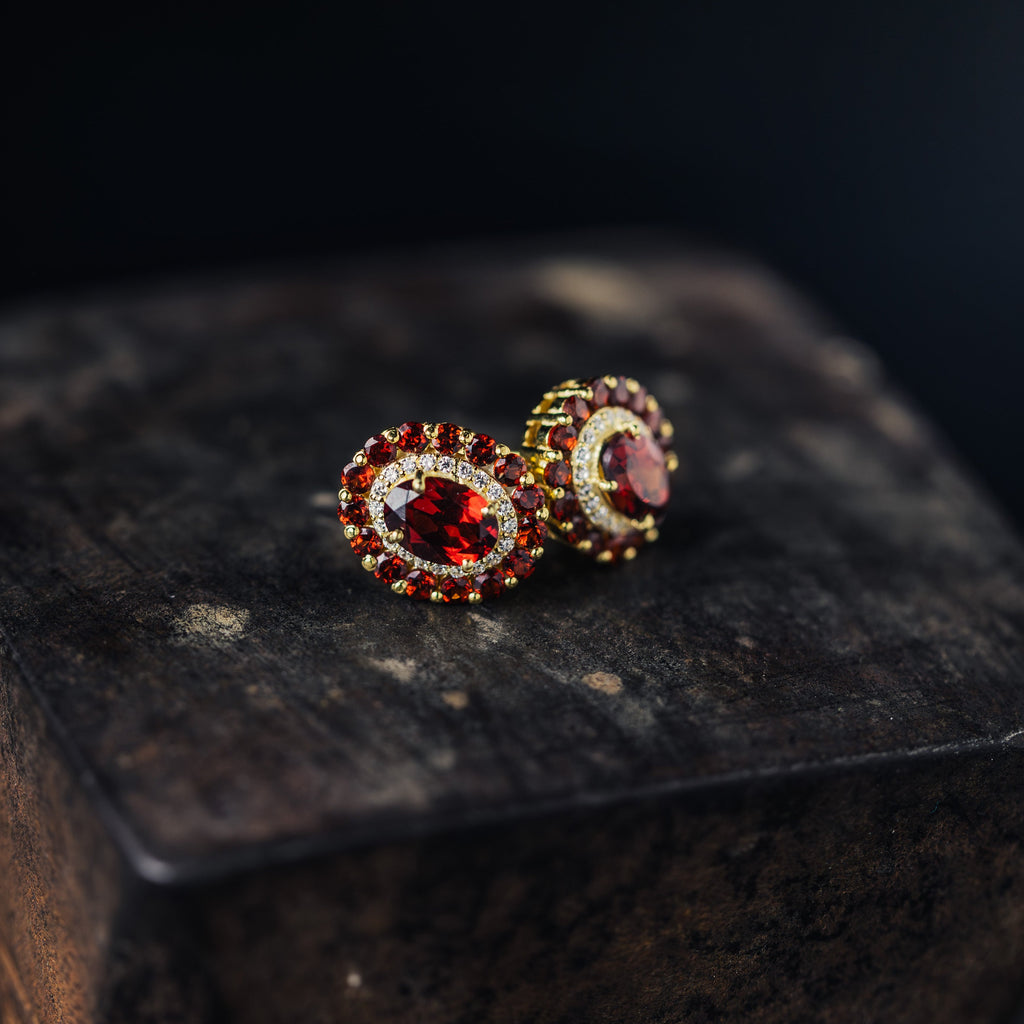 Victorian Studs | Garnet