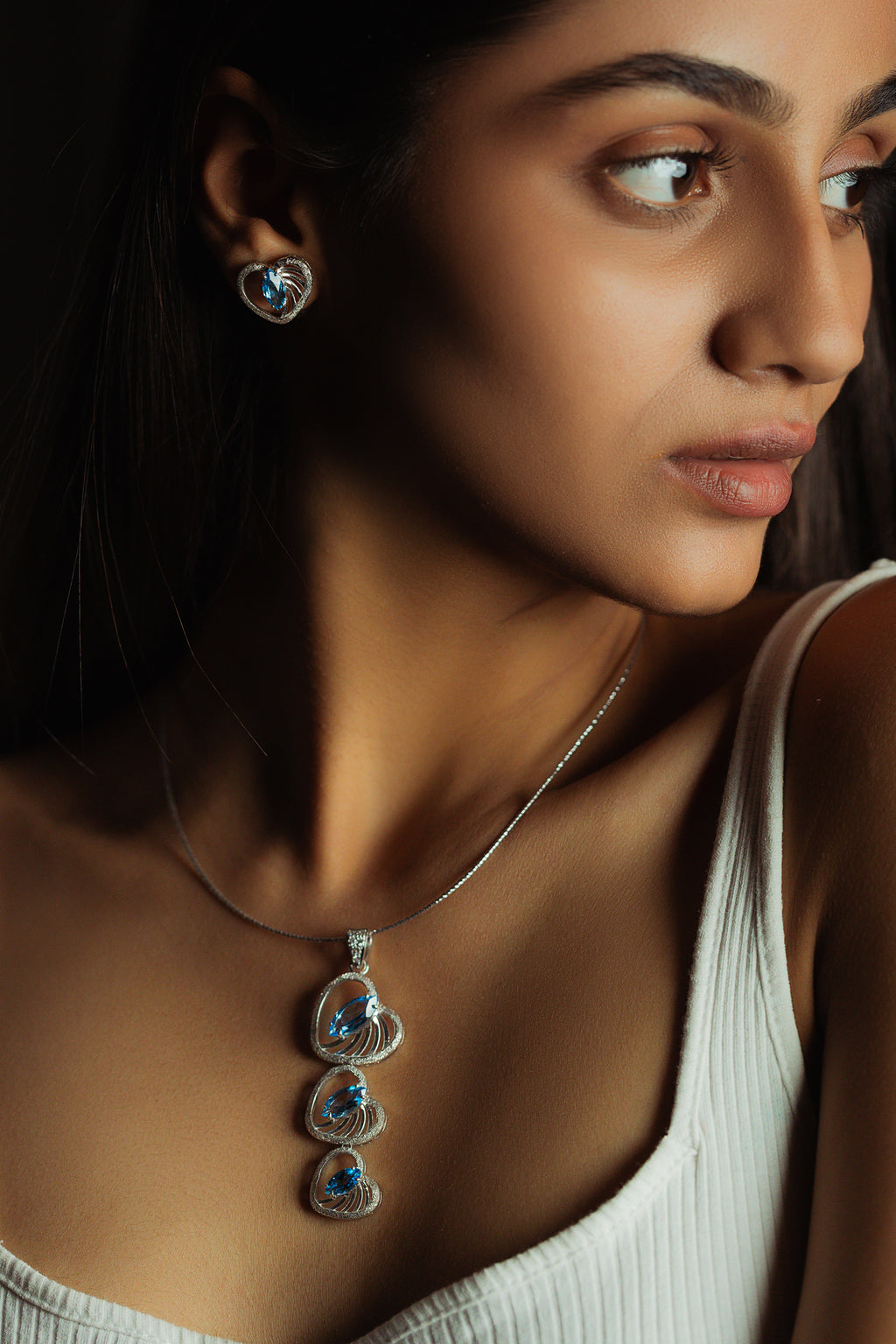 Heart Marquise Pendant | Swiss Blue Topaz