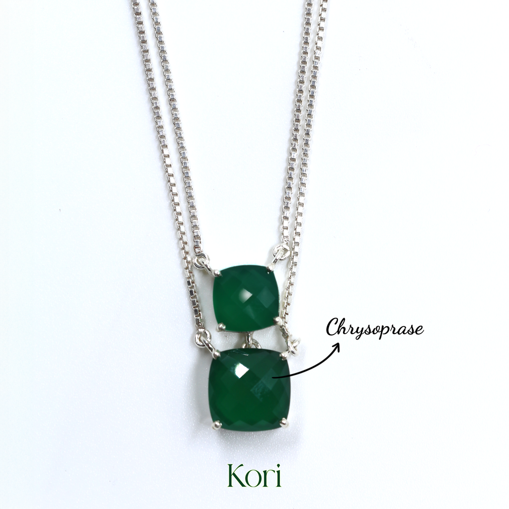Green Onyx Double Chain Stack Pendant