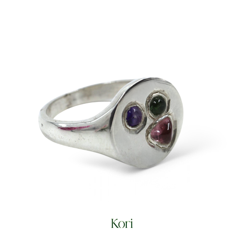 Amethyst, Pink Tourmaline, Green Tourmaline Why so serious Ring