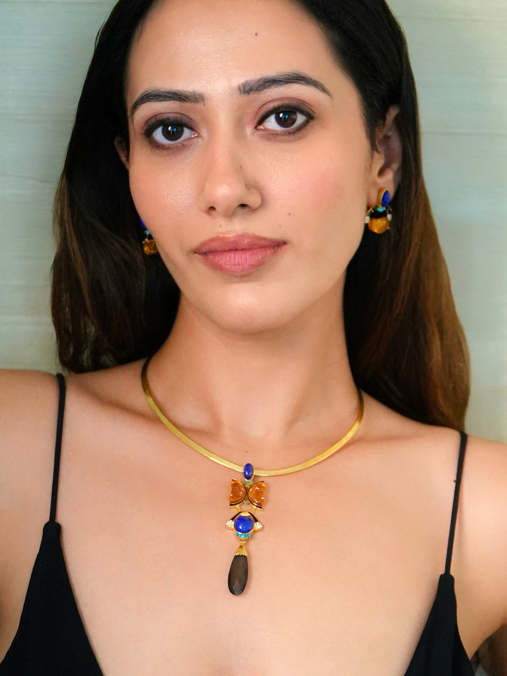 Enchanted Pendant in Lapis Lazuli and Citrine