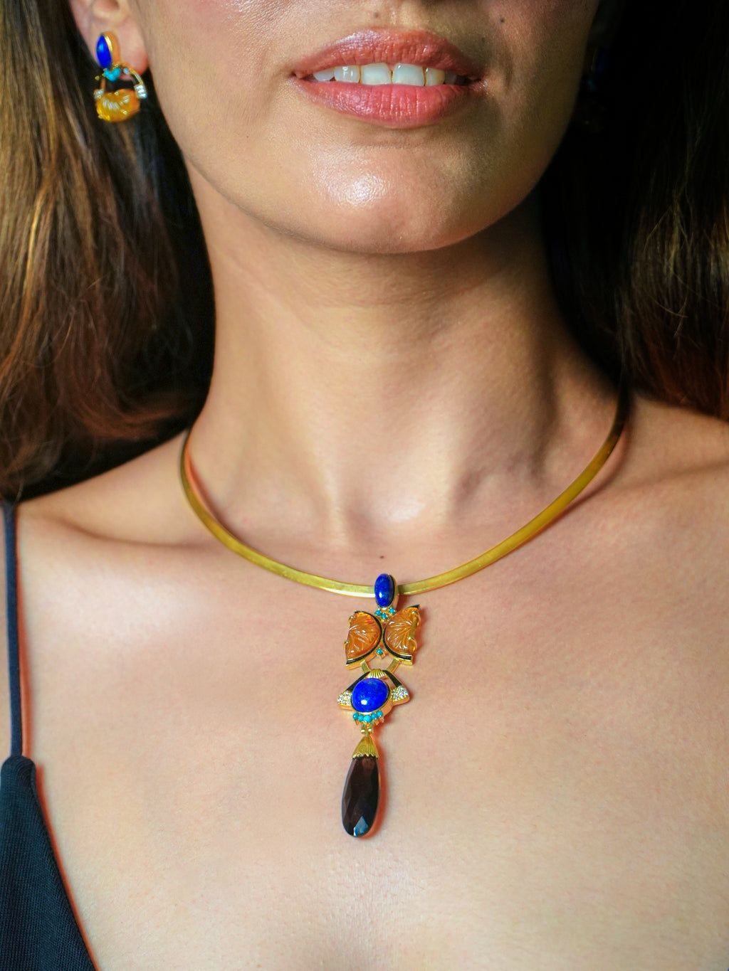 Enchanted Pendant in Lapis Lazuli and Citrine