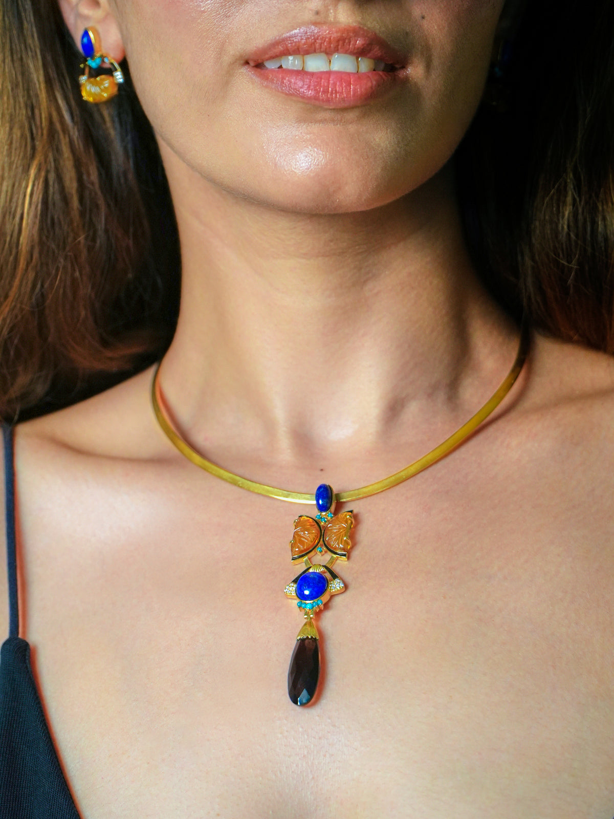 Enchanted Pendant in Lapis Lazuli and Citrine