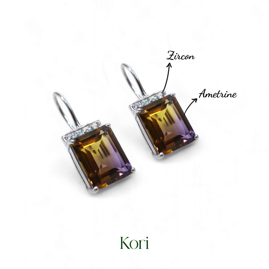 Double Tone Earrings | Ametrine