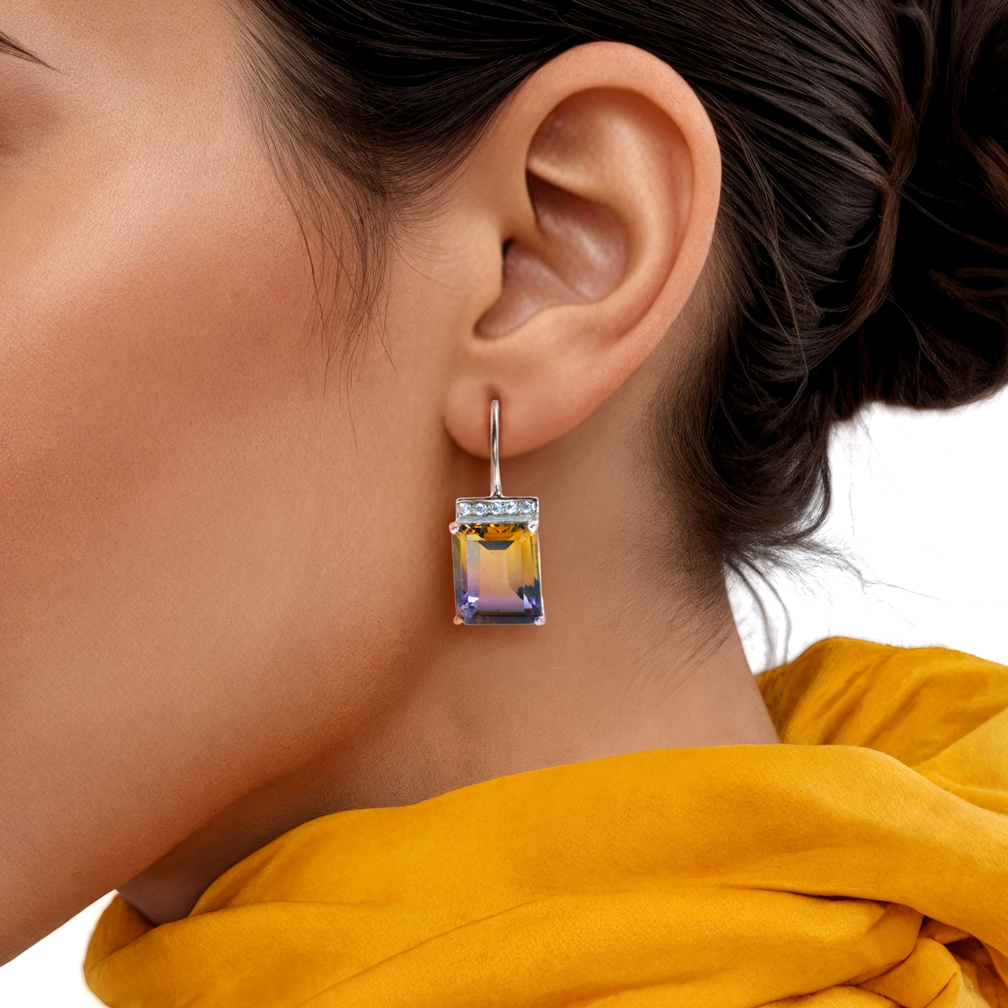 Double Tone Earrings | Ametrine