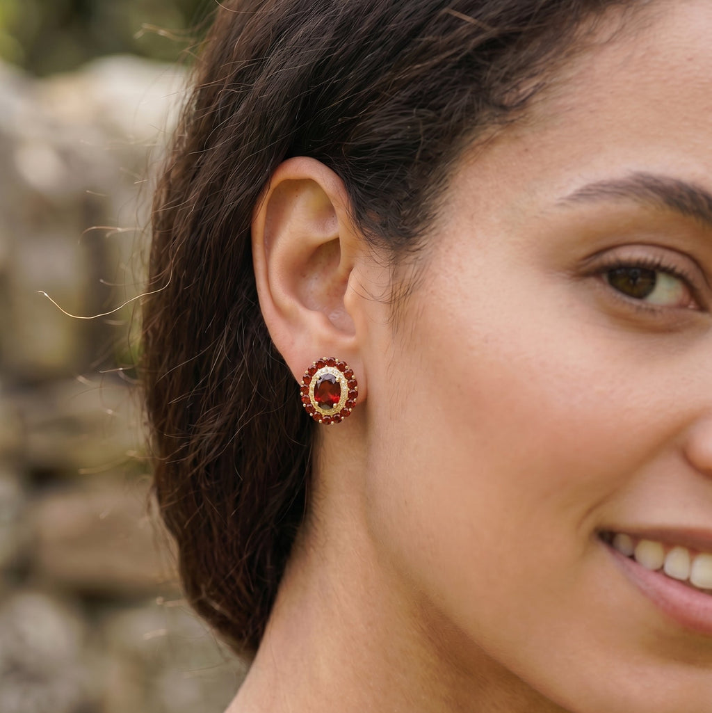 Victorian Studs | Garnet