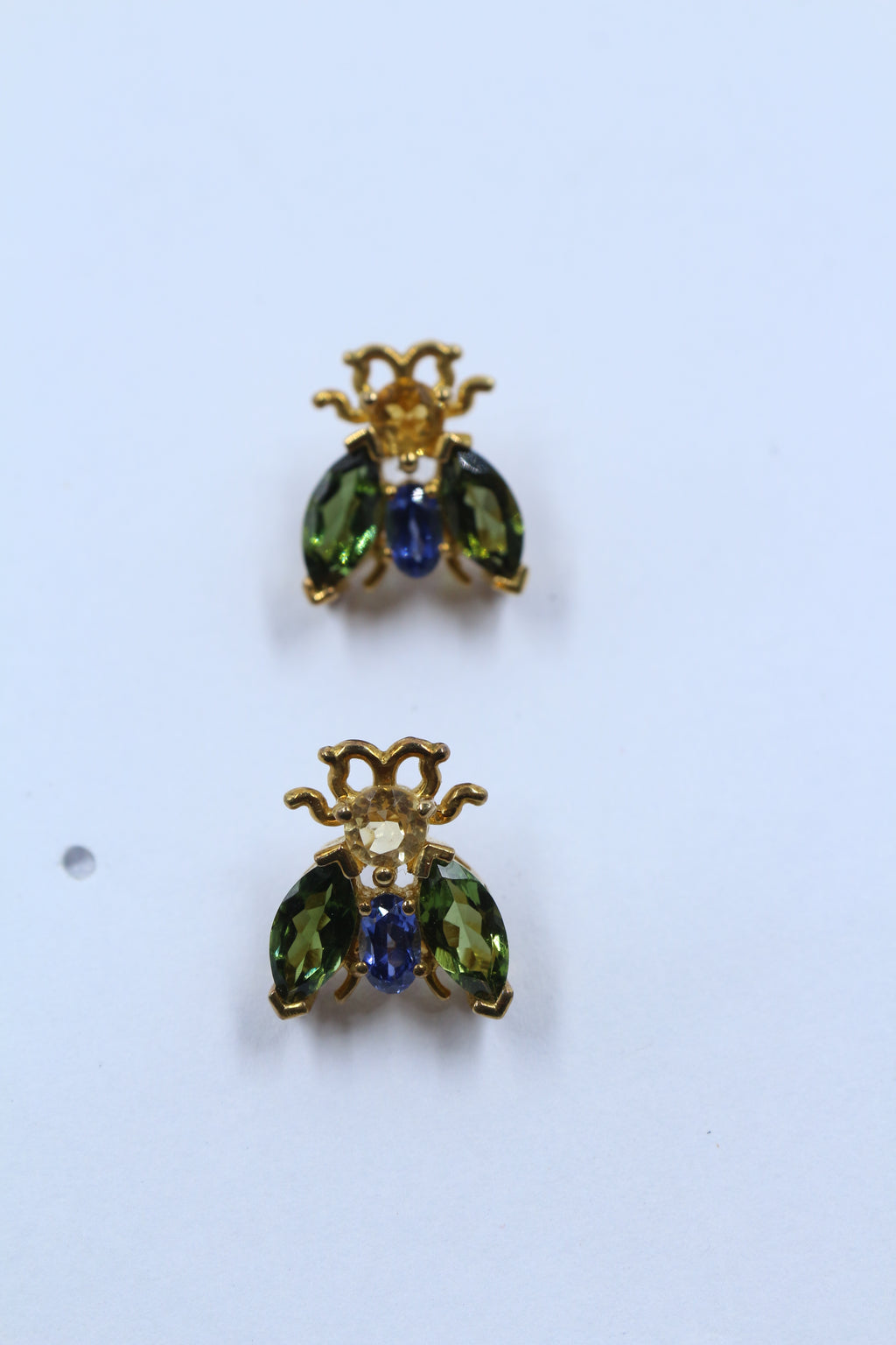 Citrine Sapphire Tourmaline bug earring