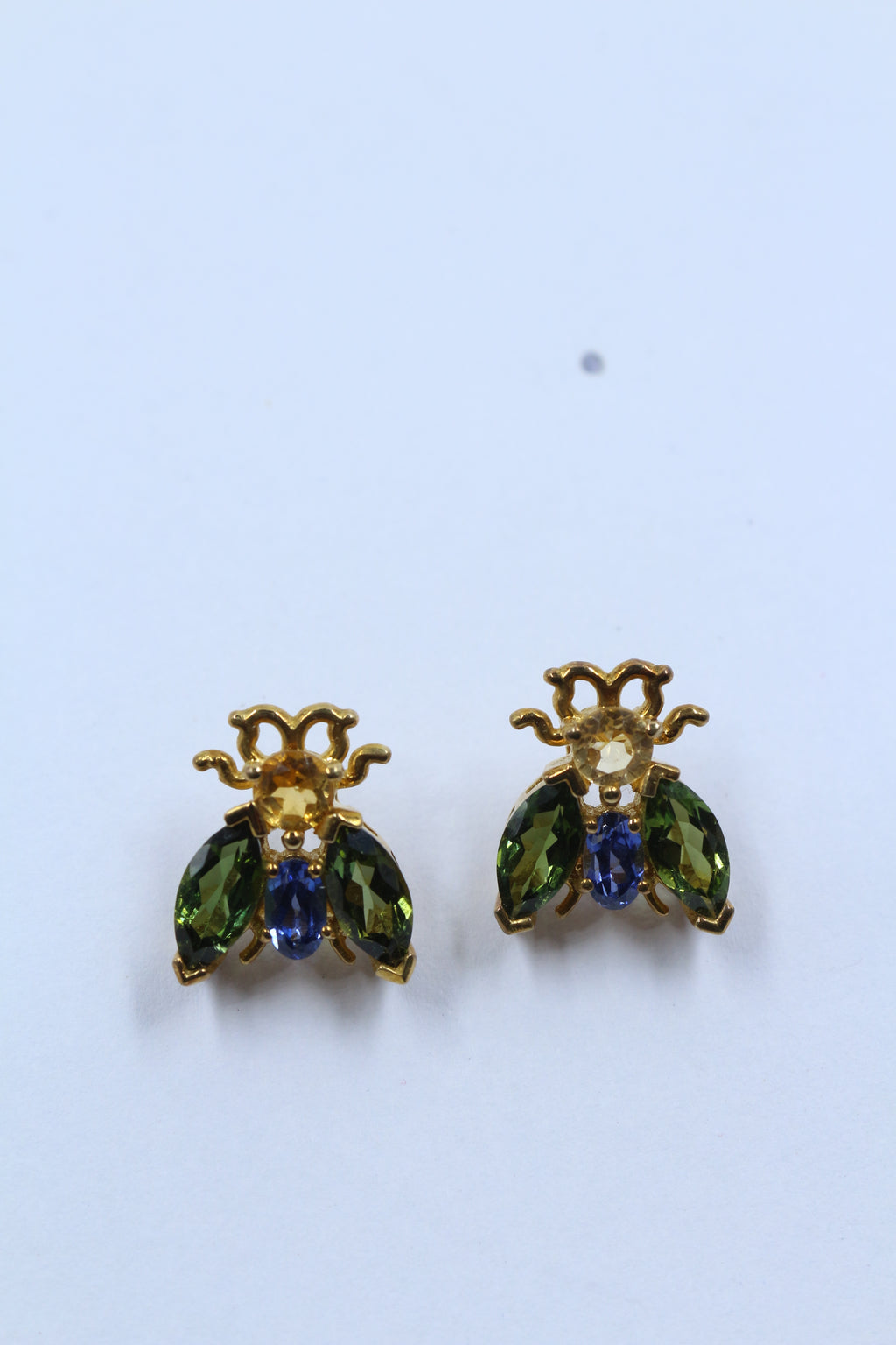 Citrine Sapphire Tourmaline bug earring