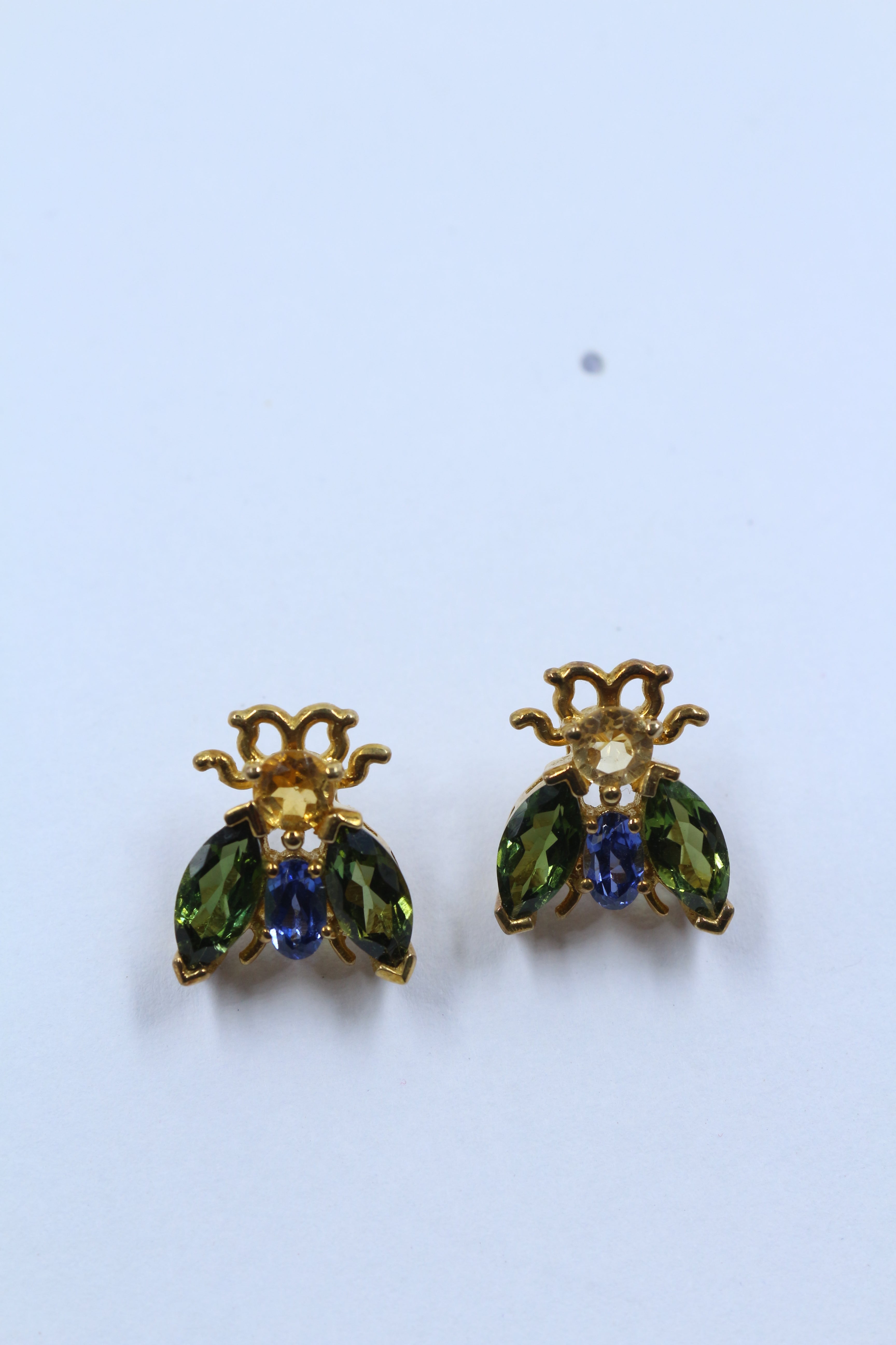 Citrine Sapphire Tourmaline bug earring