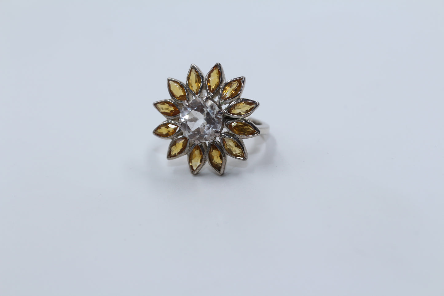 White Topaz and Citrine Sunflower