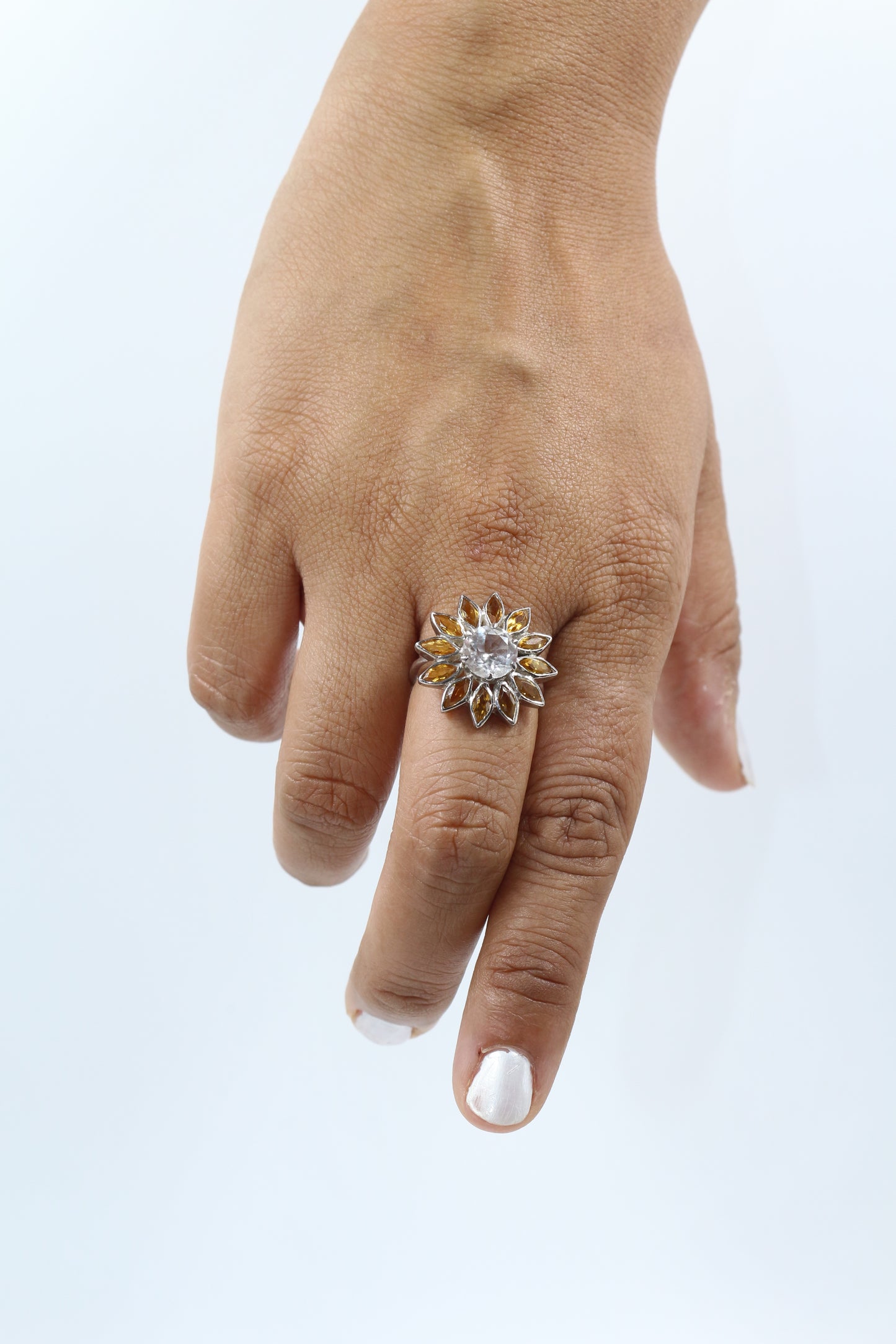 White Topaz and Citrine Sunflower
