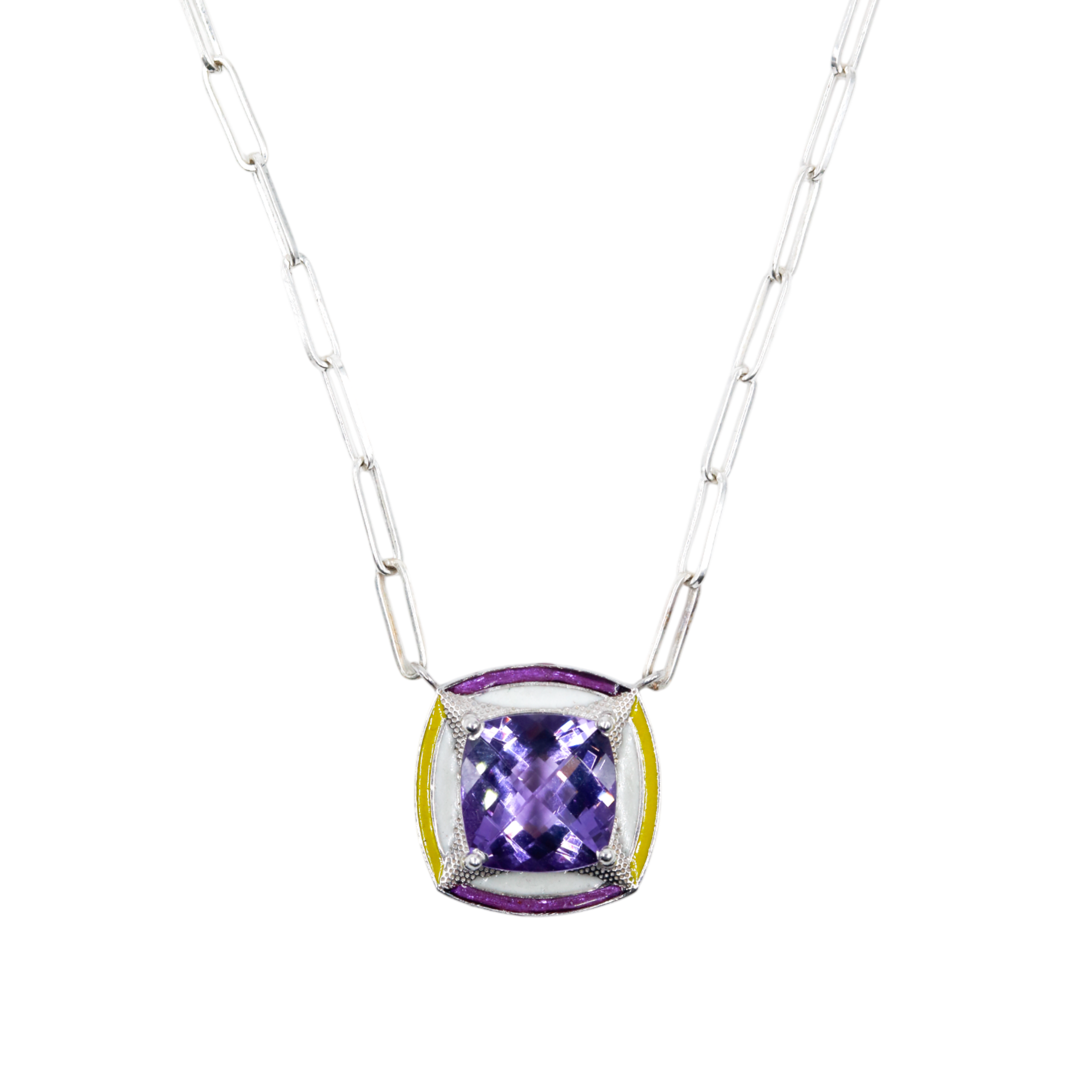 Chunky enamel pendant | Amethyst