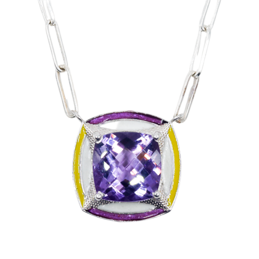 Chunky enamel pendant | Amethyst