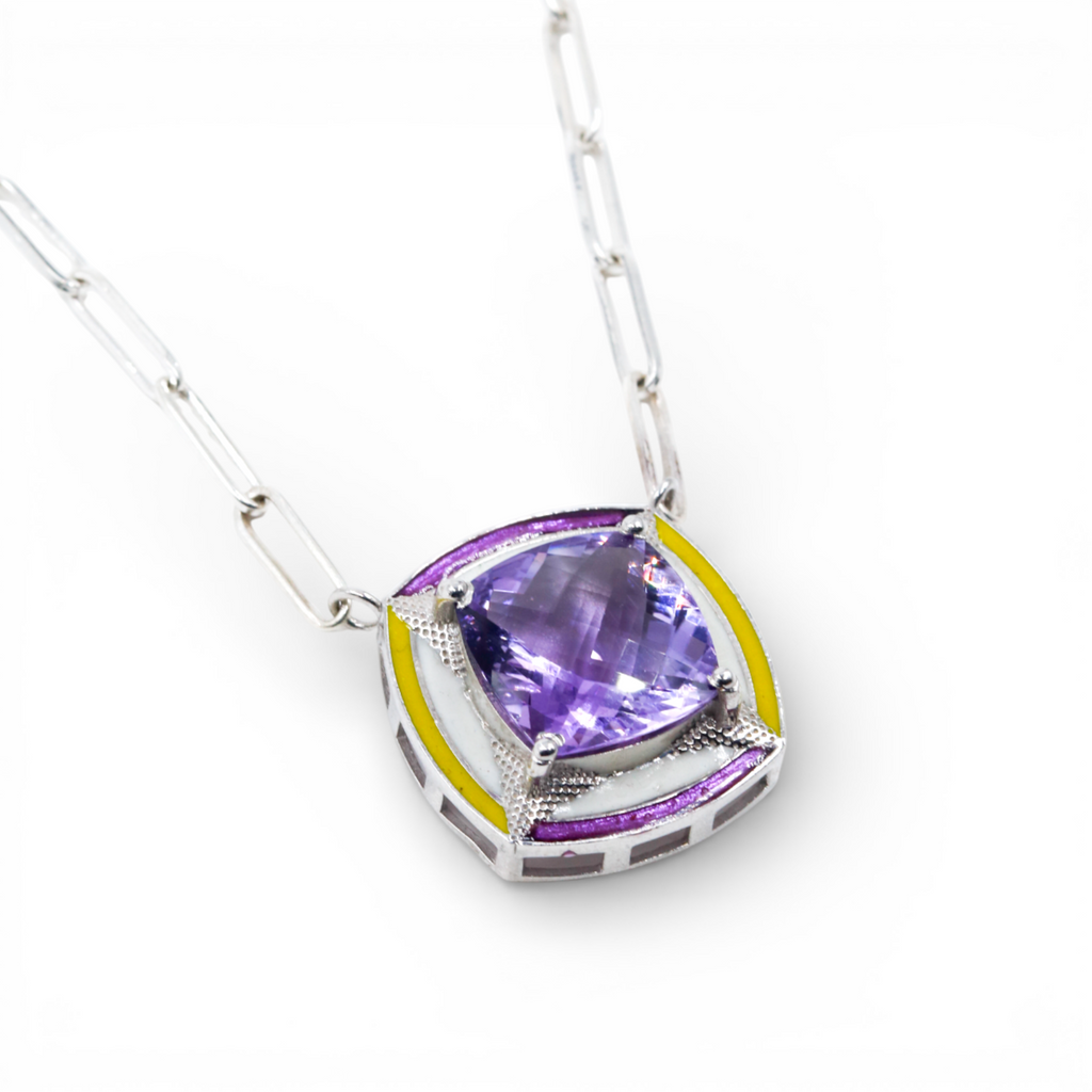 Chunky enamel pendant | Amethyst