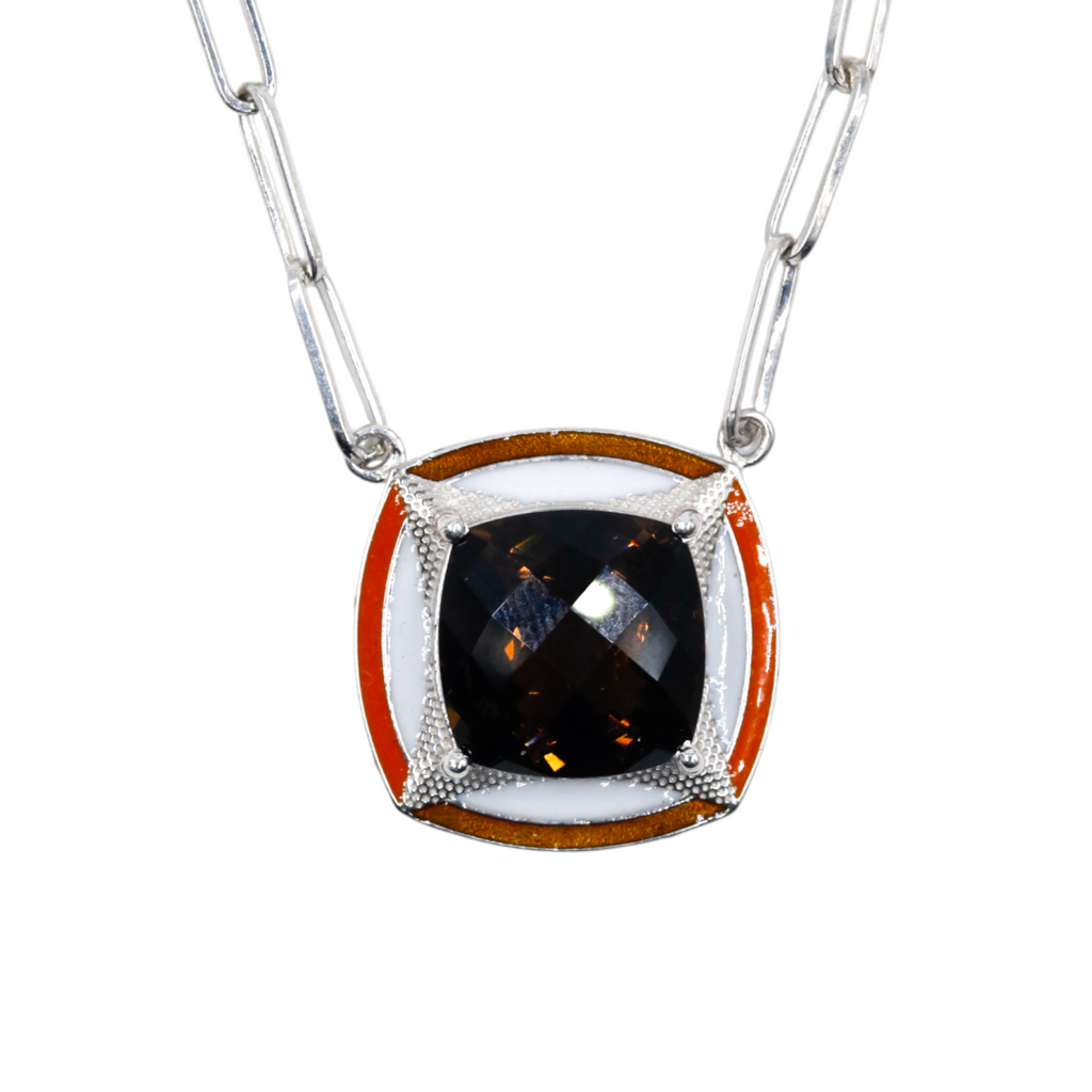 Chunky enamel pendant | Smoky Topaz
