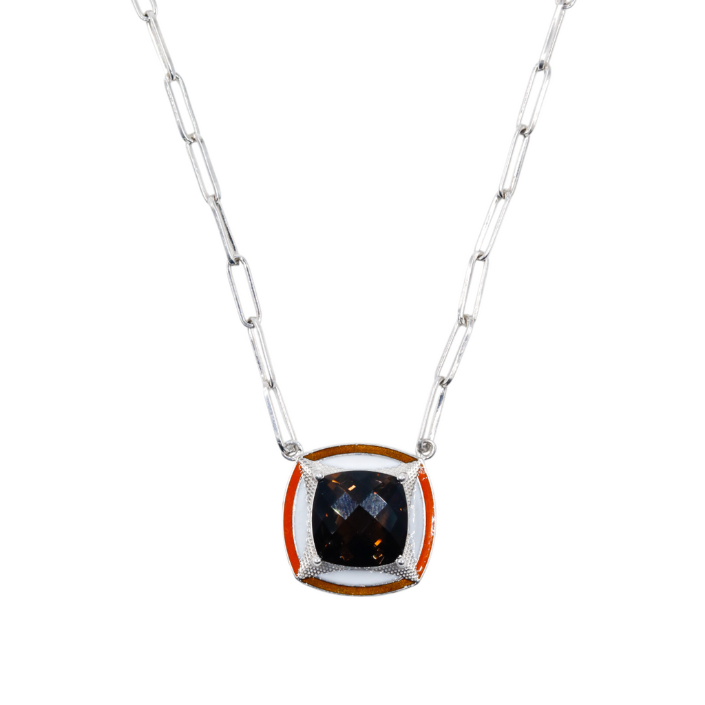Chunky enamel pendant | Smoky Topaz