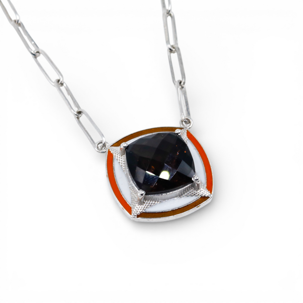 Chunky enamel pendant | Smoky Topaz