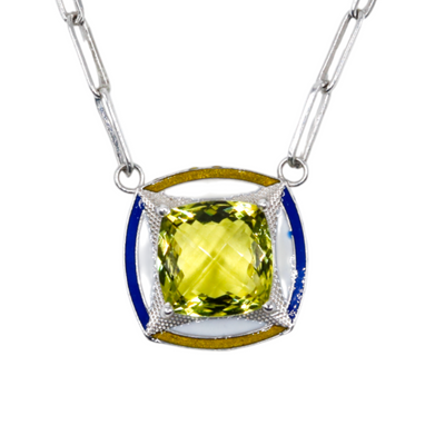 Chunky enamel pendant | Lemon Topaz
