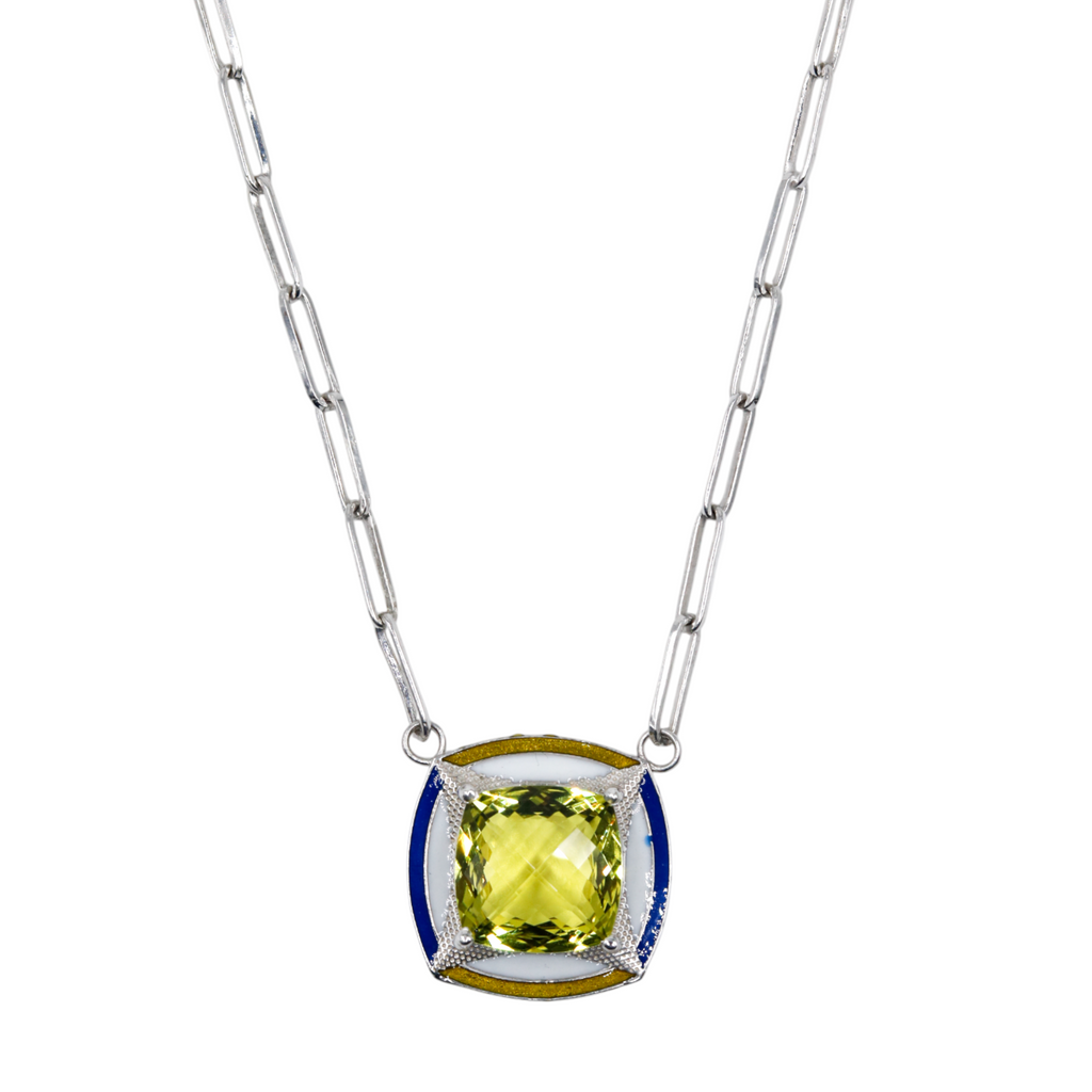 Chunky enamel pendant | Lemon Topaz