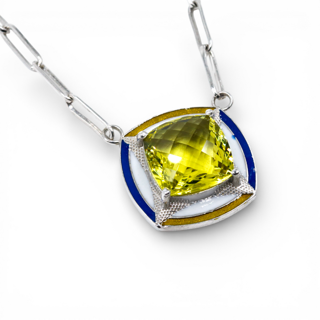 Chunky enamel pendant | Lemon Topaz