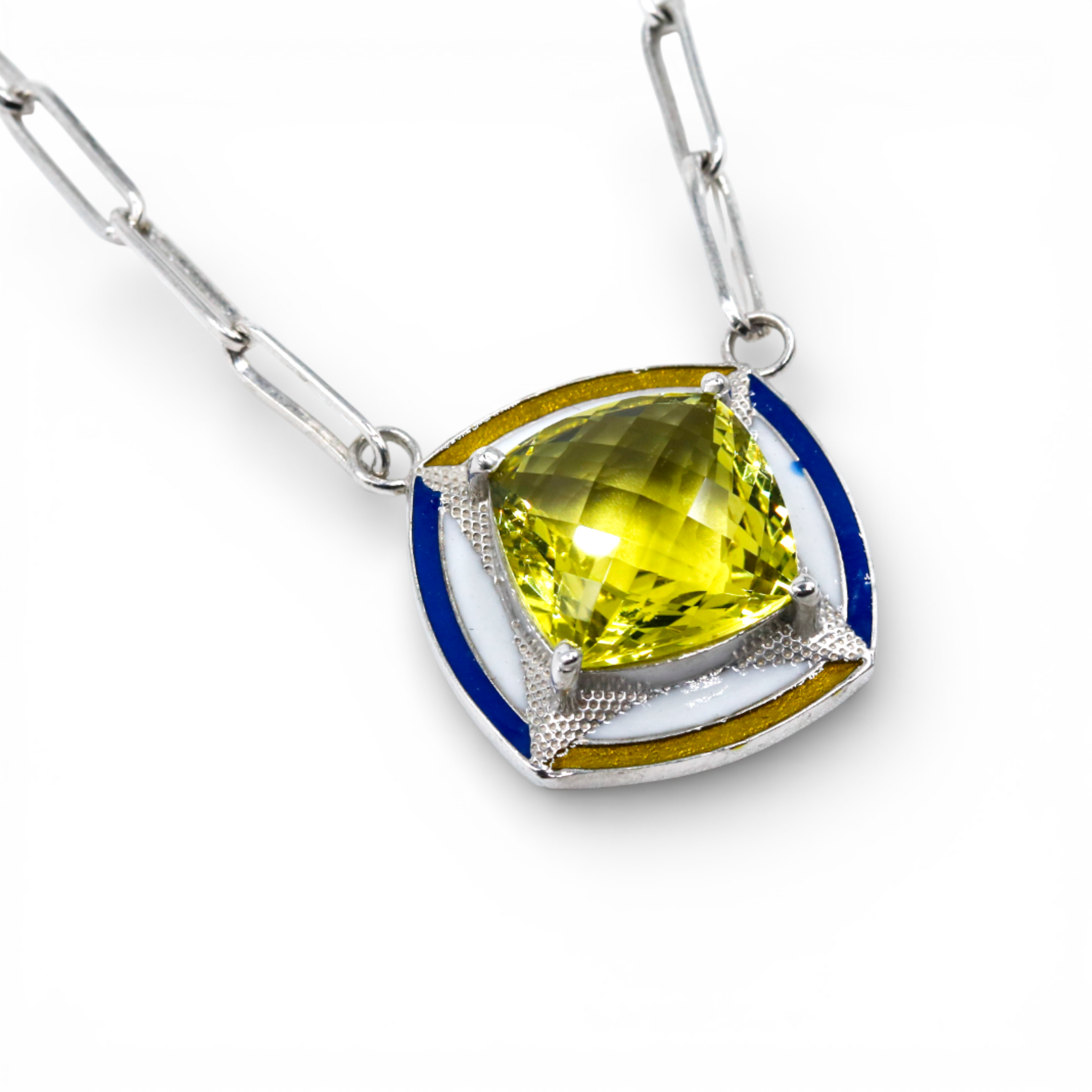 Chunky enamel pendant | Lemon Topaz