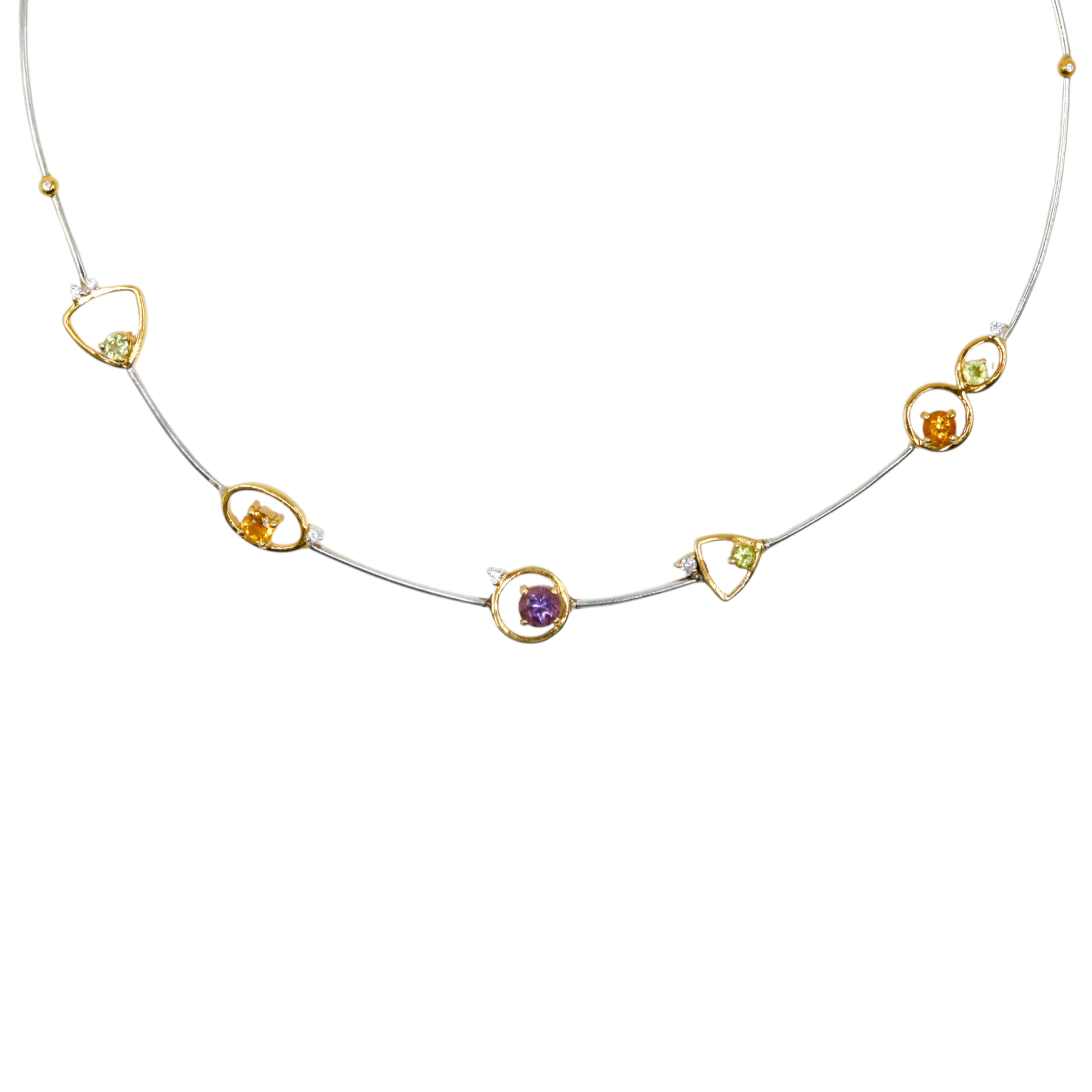 Dual Metal - Multi Color Necklace