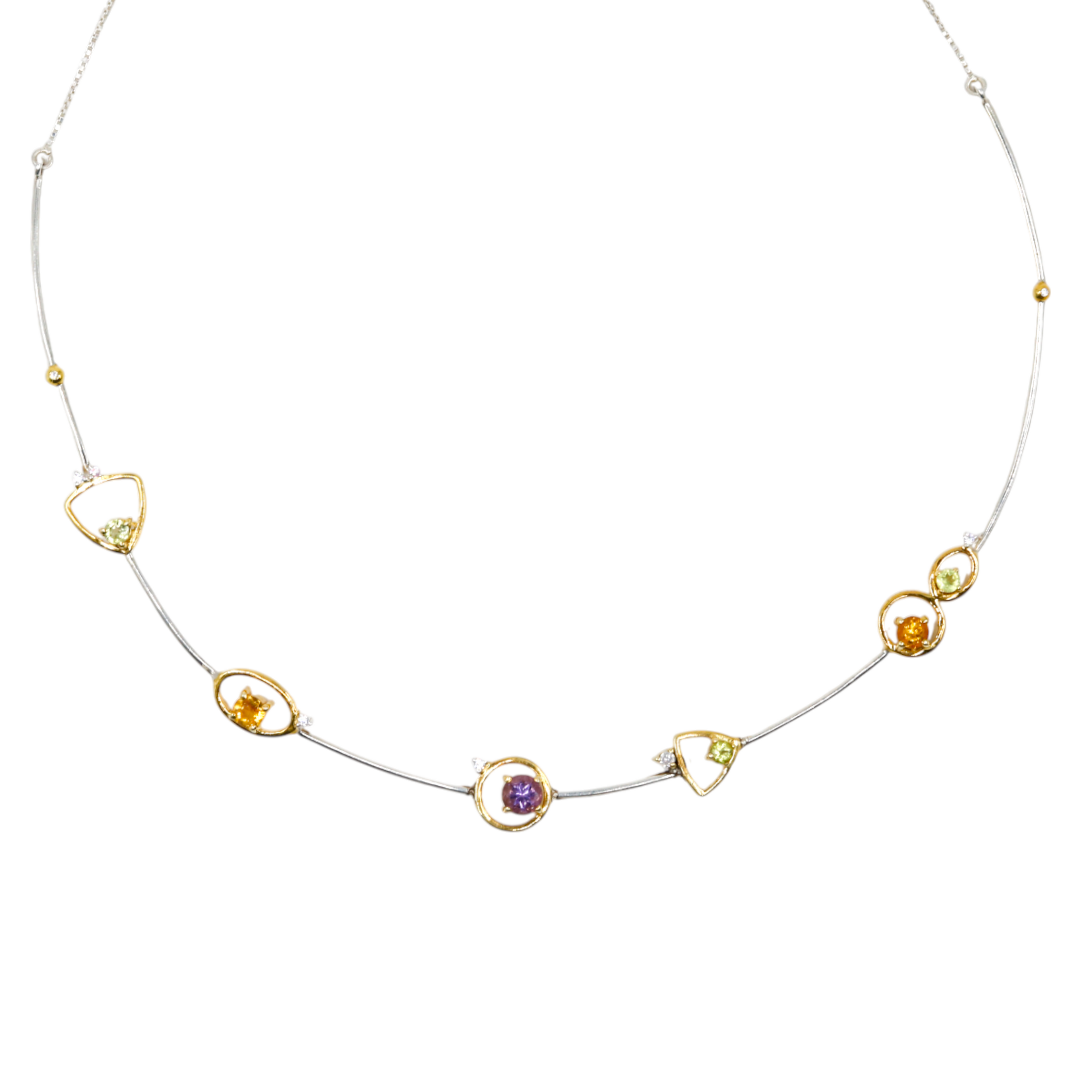 Dual Metal - Multi Color Necklace