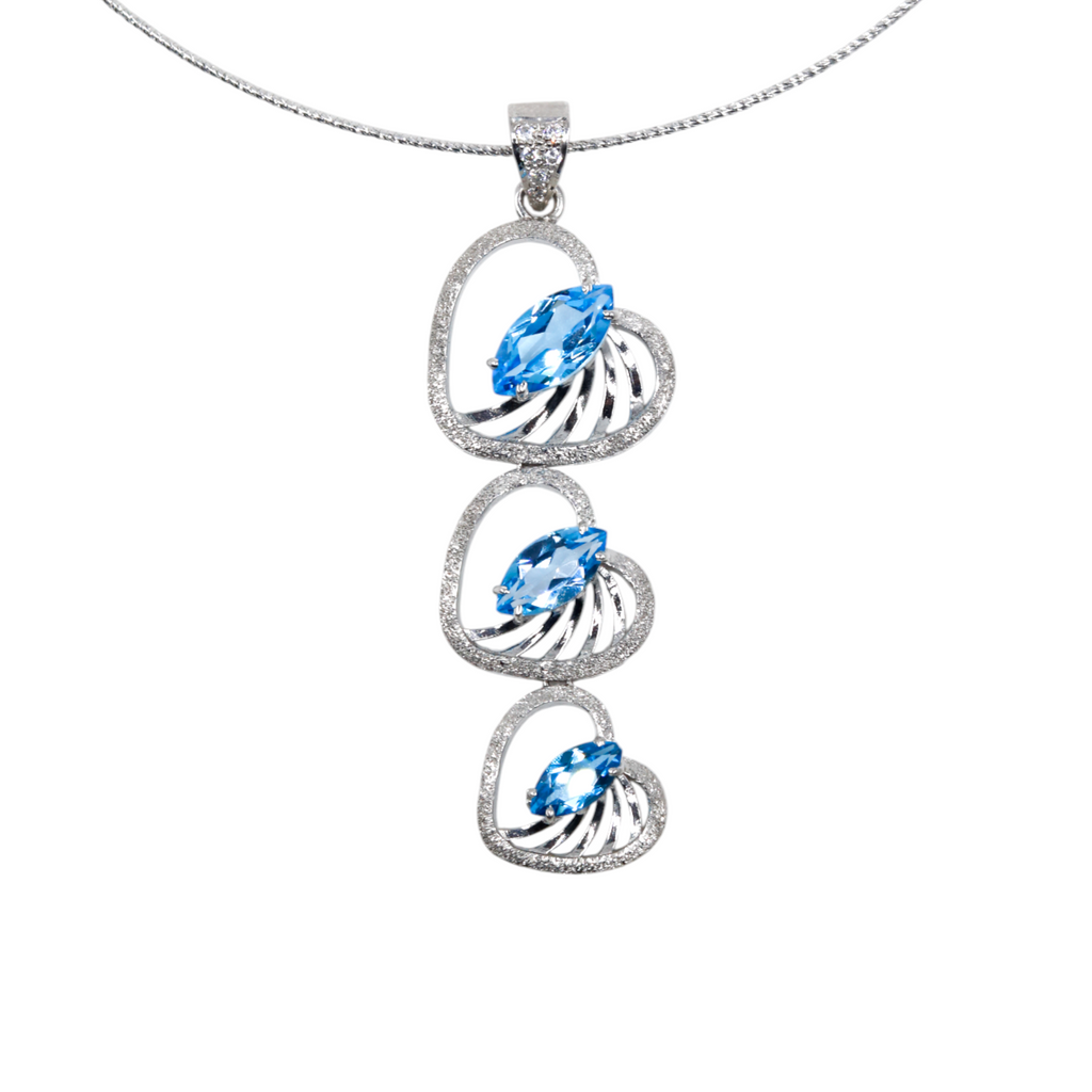 Heart Marquise Pendant | Swiss Blue Topaz